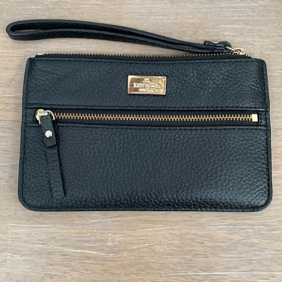 kate spade Handbags - Kate Spade black pebbled leather wristlet. Zip closure, outer zip pocket.